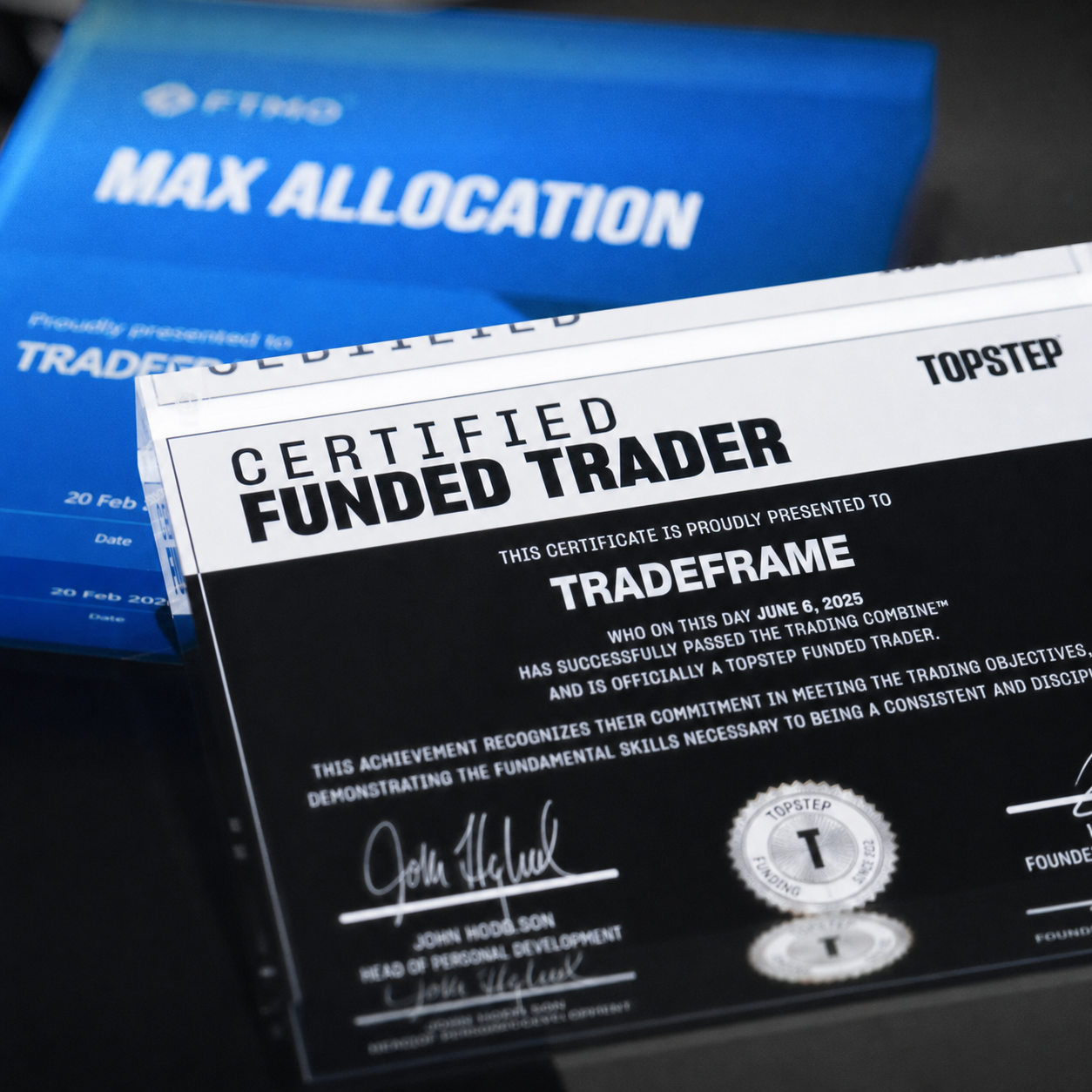 TradeFrame Trading Certificate Frame